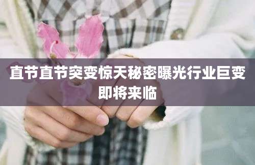 直节直节突变惊天秘密曝光行业巨变即将来临