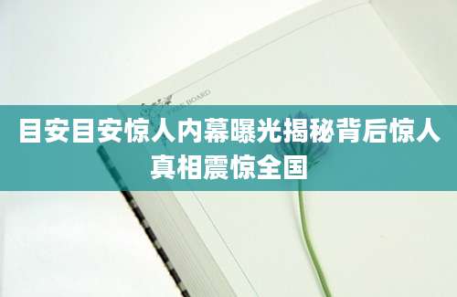 目安目安惊人内幕曝光揭秘背后惊人真相震惊全国
