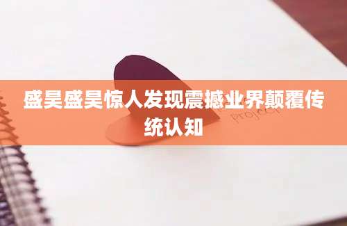 盛昊盛昊惊人发现震撼业界颠覆传统认知