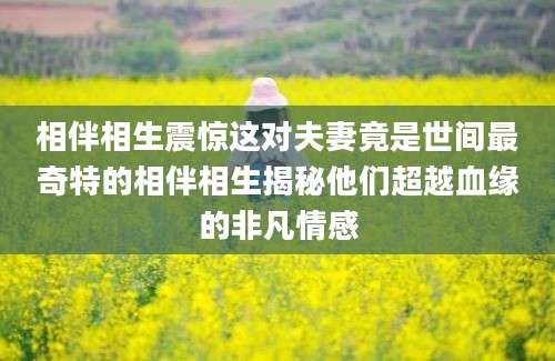 相伴相生震惊这对夫妻竟是世间最奇特的相伴相生揭秘他们超越血缘的非凡情感