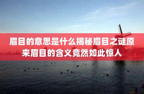眉目的意思是什么揭秘眉目之谜原来眉目的含义竟然如此惊人