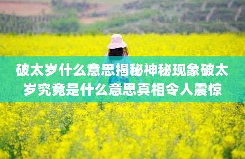 破太岁什么意思揭秘神秘现象破太岁究竟是什么意思真相令人震惊