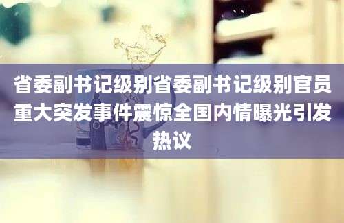 省委副书记级别省委副书记级别官员重大突发事件震惊全国内情曝光引发热议