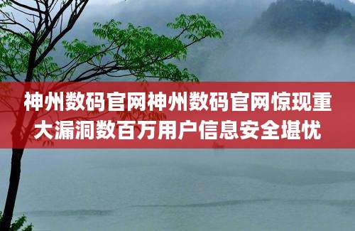 神州数码官网神州数码官网惊现重大漏洞数百万用户信息安全堪忧