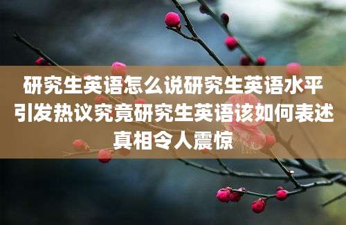 研究生英语怎么说研究生英语水平引发热议究竟研究生英语该如何表述真相令人震惊
