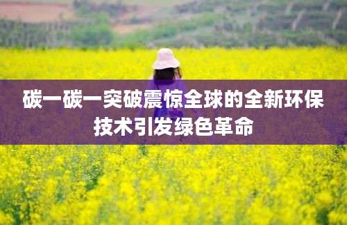 碳一碳一突破震惊全球的全新环保技术引发绿色革命