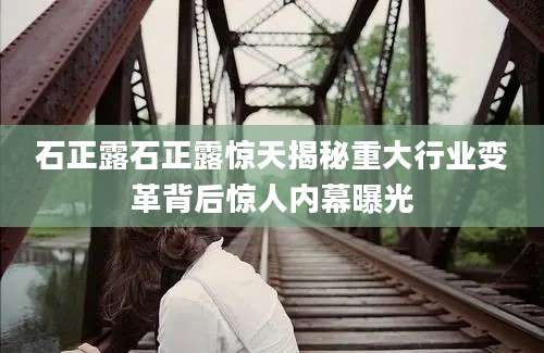 石正露石正露惊天揭秘重大行业变革背后惊人内幕曝光