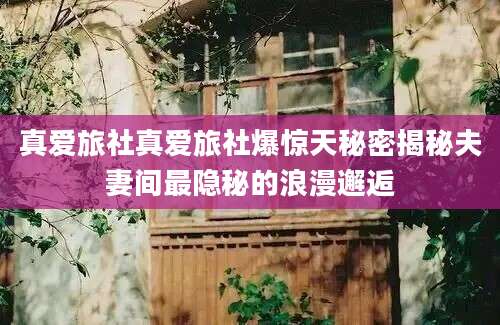 真爱旅社真爱旅社爆惊天秘密揭秘夫妻间最隐秘的浪漫邂逅