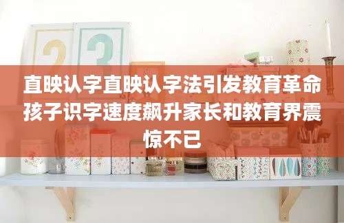 直映认字直映认字法引发教育革命孩子识字速度飙升家长和教育界震惊不已