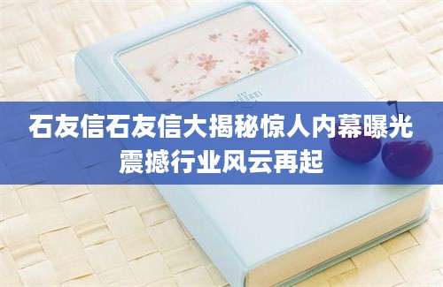 石友信石友信大揭秘惊人内幕曝光震撼行业风云再起
