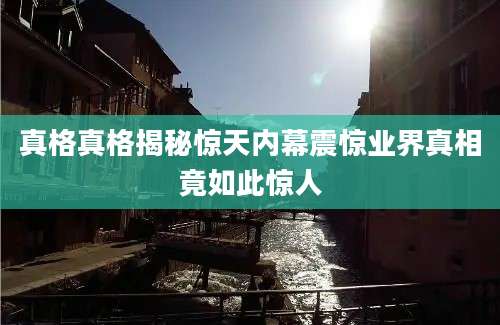 真格真格揭秘惊天内幕震惊业界真相竟如此惊人
