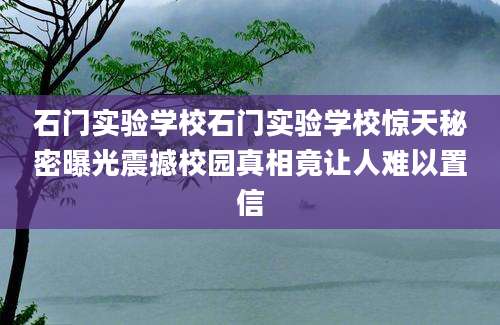 石门实验学校石门实验学校惊天秘密曝光震撼校园真相竟让人难以置信