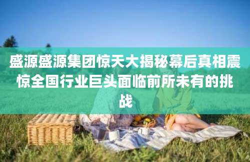 盛源盛源集团惊天大揭秘幕后真相震惊全国行业巨头面临前所未有的挑战