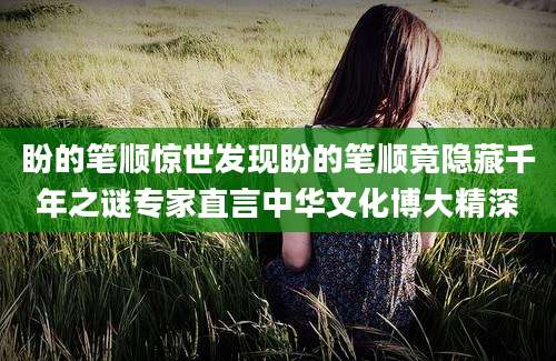 盼的笔顺惊世发现盼的笔顺竟隐藏千年之谜专家直言中华文化博大精深
