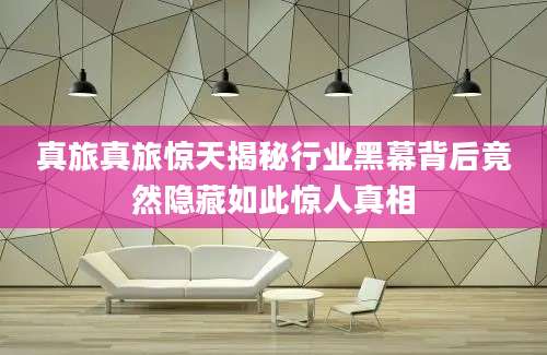 真旅真旅惊天揭秘行业黑幕背后竟然隐藏如此惊人真相