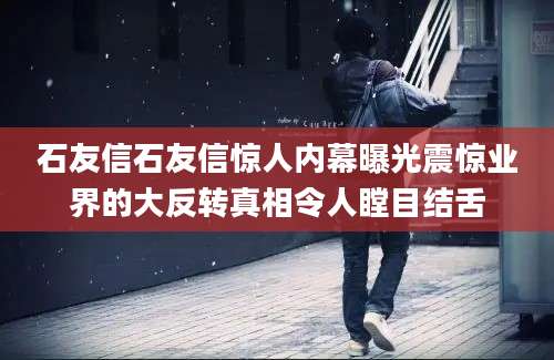 石友信石友信惊人内幕曝光震惊业界的大反转真相令人瞠目结舌