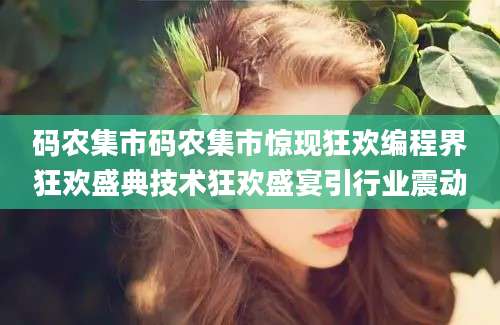 码农集市码农集市惊现狂欢编程界狂欢盛典技术狂欢盛宴引行业震动