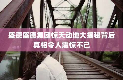 盛德盛德集团惊天动地大揭秘背后真相令人震惊不已