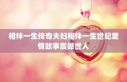 相伴一生传奇夫妇相伴一生世纪爱情故事震撼世人