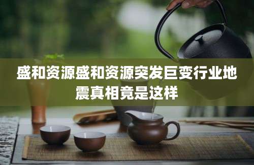 盛和资源盛和资源突发巨变行业地震真相竟是这样