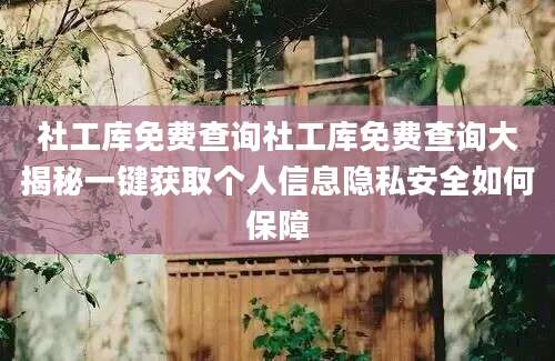 社工库免费查询社工库免费查询大揭秘一键获取个人信息隐私安全如何保障