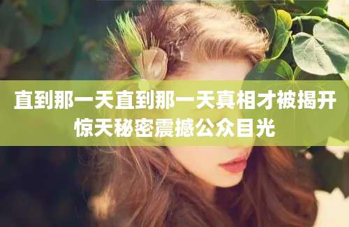 直到那一天直到那一天真相才被揭开惊天秘密震撼公众目光