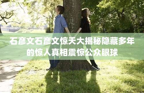 石彦文石彦文惊天大揭秘隐藏多年的惊人真相震惊公众眼球