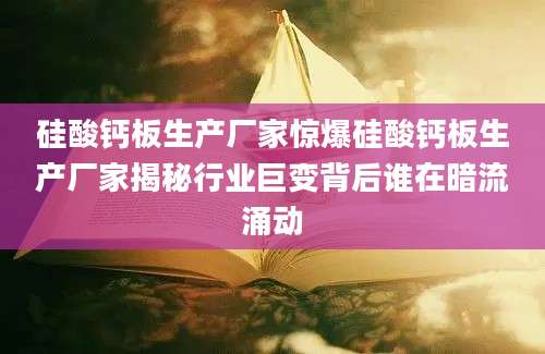 硅酸钙板生产厂家惊爆硅酸钙板生产厂家揭秘行业巨变背后谁在暗流涌动