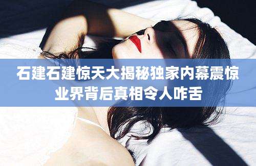 石建石建惊天大揭秘独家内幕震惊业界背后真相令人咋舌