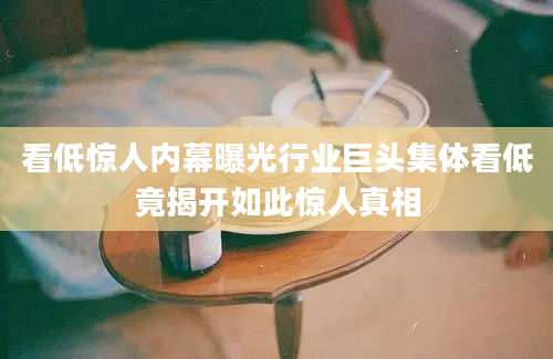 看低惊人内幕曝光行业巨头集体看低竟揭开如此惊人真相
