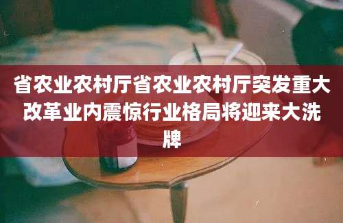 省农业农村厅省农业农村厅突发重大改革业内震惊行业格局将迎来大洗牌