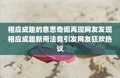 相应成趣的意思奇闻再现网友发现相应成趣新用法竟引发网友狂欢热议