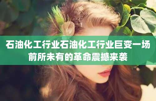石油化工行业石油化工行业巨变一场前所未有的革命震撼来袭
