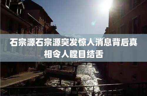 石宗源石宗源突发惊人消息背后真相令人瞠目结舌