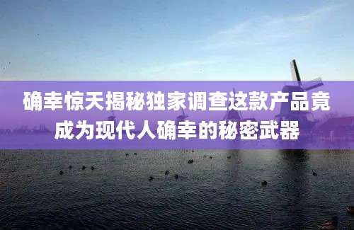 确幸惊天揭秘独家调查这款产品竟成为现代人确幸的秘密武器