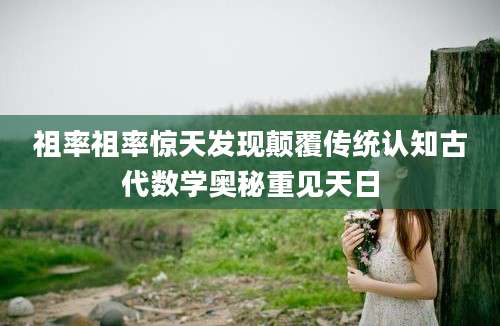 祖率祖率惊天发现颠覆传统认知古代数学奥秘重见天日