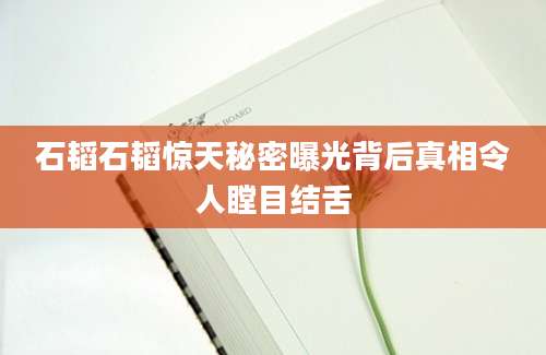 石韬石韬惊天秘密曝光背后真相令人瞠目结舌