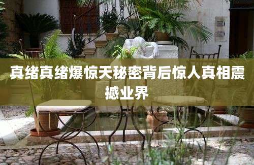 真绪真绪爆惊天秘密背后惊人真相震撼业界