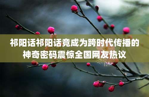 祁阳话祁阳话竟成为跨时代传播的神奇密码震惊全国网友热议