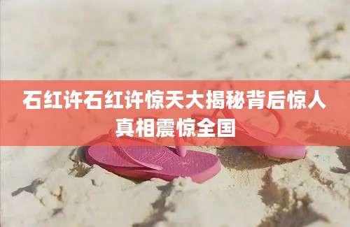 石红许石红许惊天大揭秘背后惊人真相震惊全国