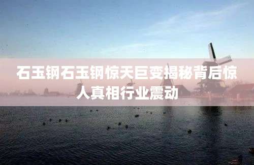 石玉钢石玉钢惊天巨变揭秘背后惊人真相行业震动