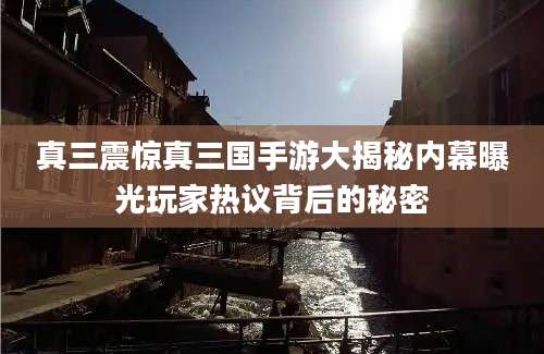 真三震惊真三国手游大揭秘内幕曝光玩家热议背后的秘密
