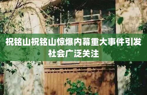 祝铭山祝铭山惊爆内幕重大事件引发社会广泛关注