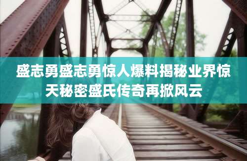 盛志勇盛志勇惊人爆料揭秘业界惊天秘密盛氏传奇再掀风云