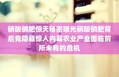 硝酸磷肥惊天秘密曝光硝酸磷肥背后竟隐藏惊人内幕农业产业面临前所未有的危机