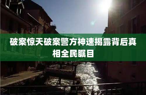 破案惊天破案警方神速揭露背后真相全民瞩目