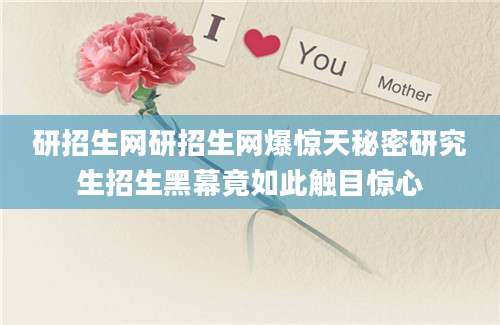 研招生网研招生网爆惊天秘密研究生招生黑幕竟如此触目惊心