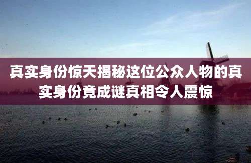 真实身份惊天揭秘这位公众人物的真实身份竟成谜真相令人震惊