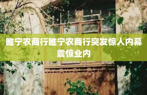 睢宁农商行睢宁农商行突发惊人内幕震惊业内
