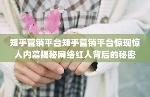 知乎营销平台知乎营销平台惊现惊人内幕揭秘网络红人背后的秘密